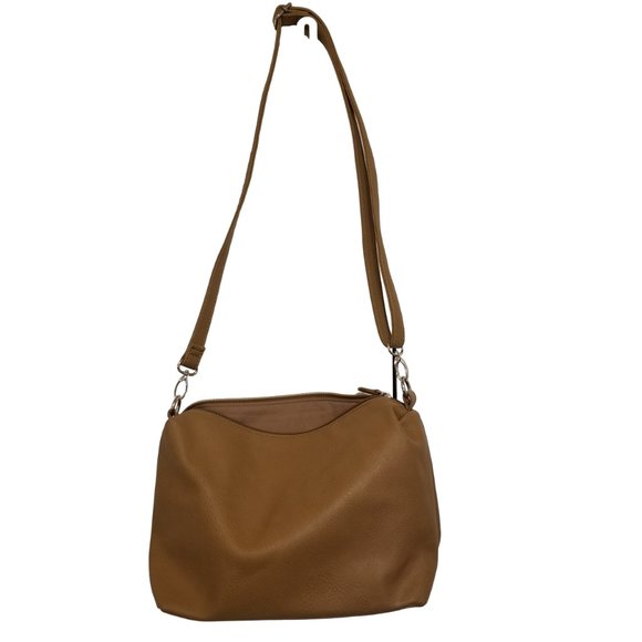 Tan Slouchy Hobo Crossbody Side Bag with Adjustable Straps - Picture 2 of 13